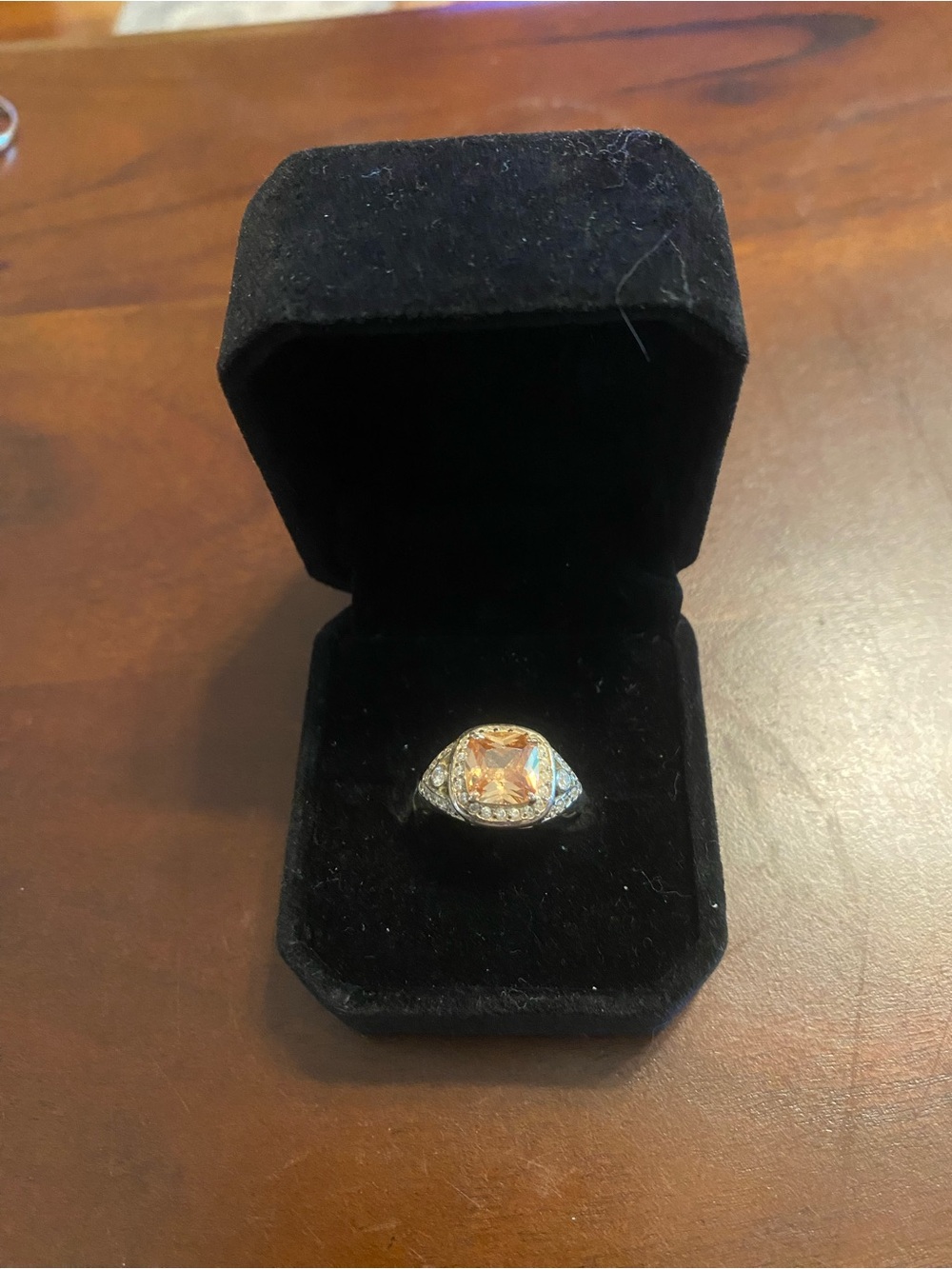 Sterling silver Ring with Peach-Citrine Center Stone